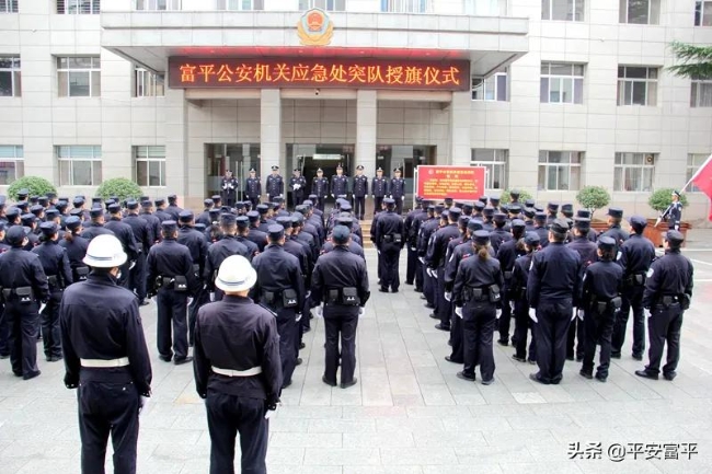 富平县公安局举行机关应急处突队授旗仪式（图）